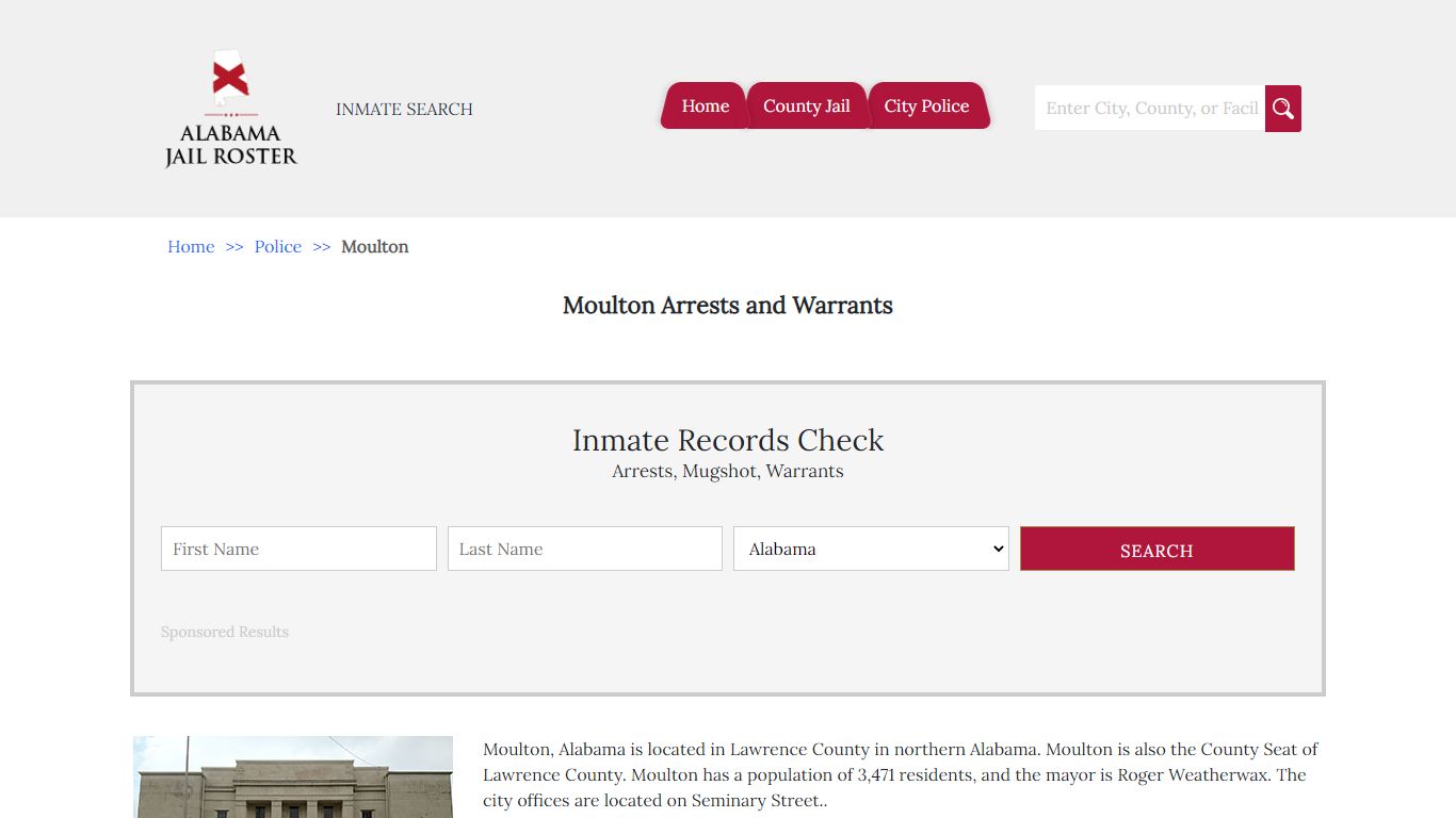 Moulton Arrests and Warrants | Alabama Jail Inmate Search